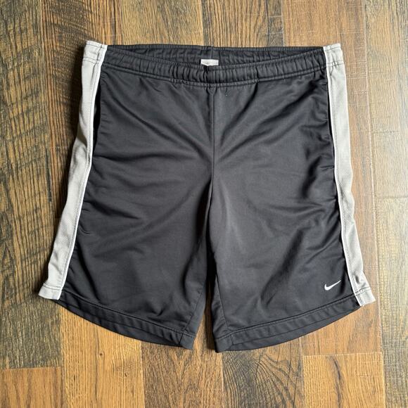 Nike Men’s Large Basketball Shorts Black Gray Y2K Vintage Drawstring Gym - Picture 1 of 6